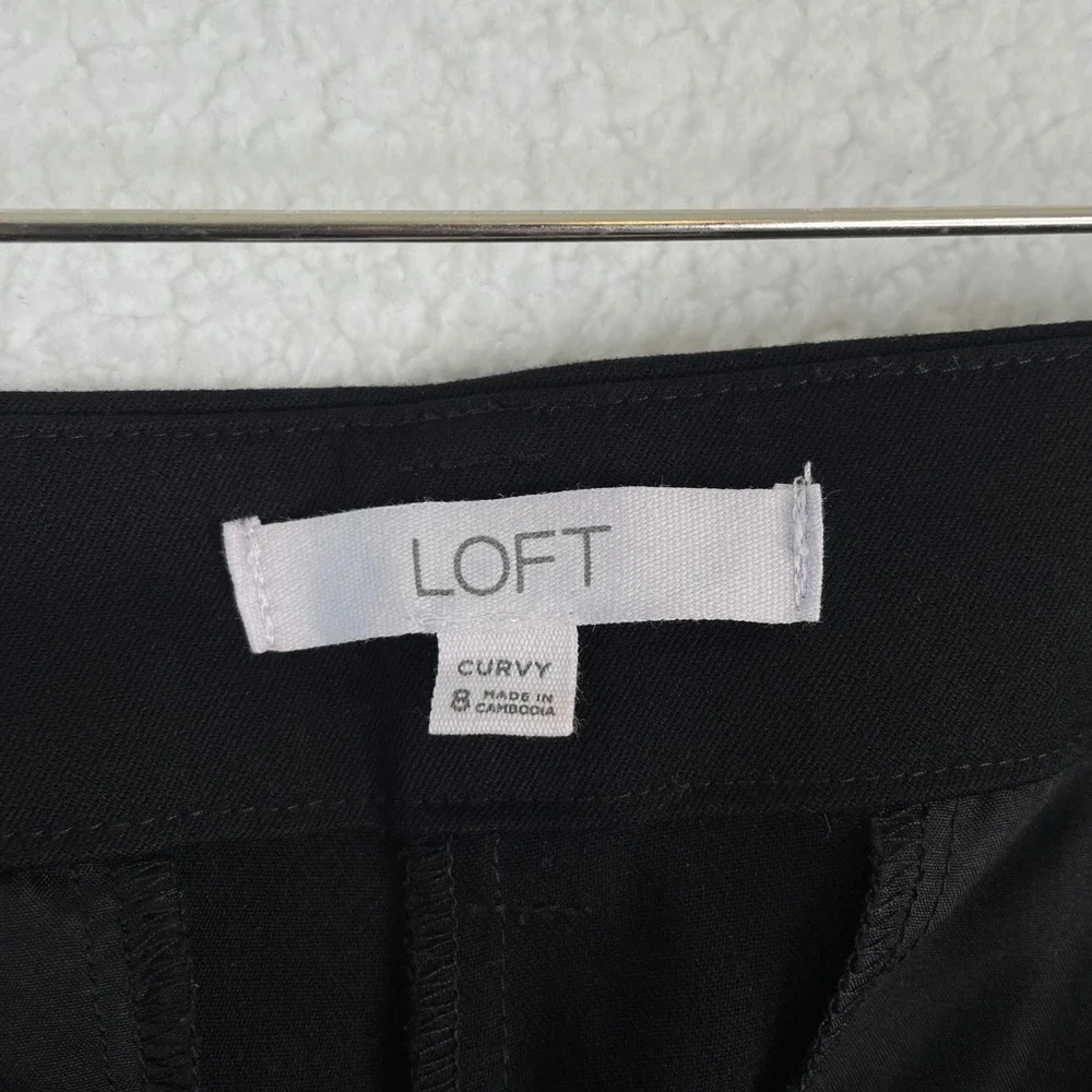 LOFT The Devin Slim Curvy Black Ankle Dress Pants Cuffed Size 8 Career Office